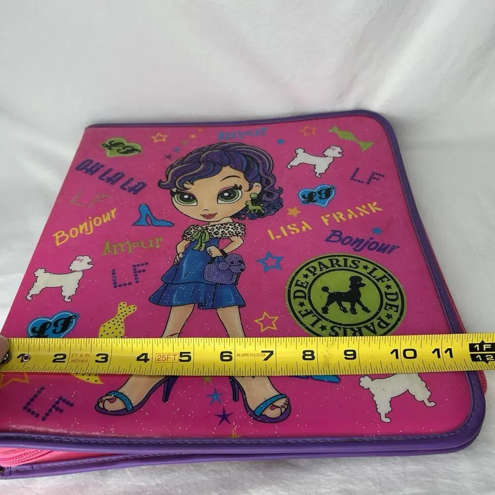 Rare Lisa Frank Glamour Paris Girl Poodles 3-Ring Zippered School Binder